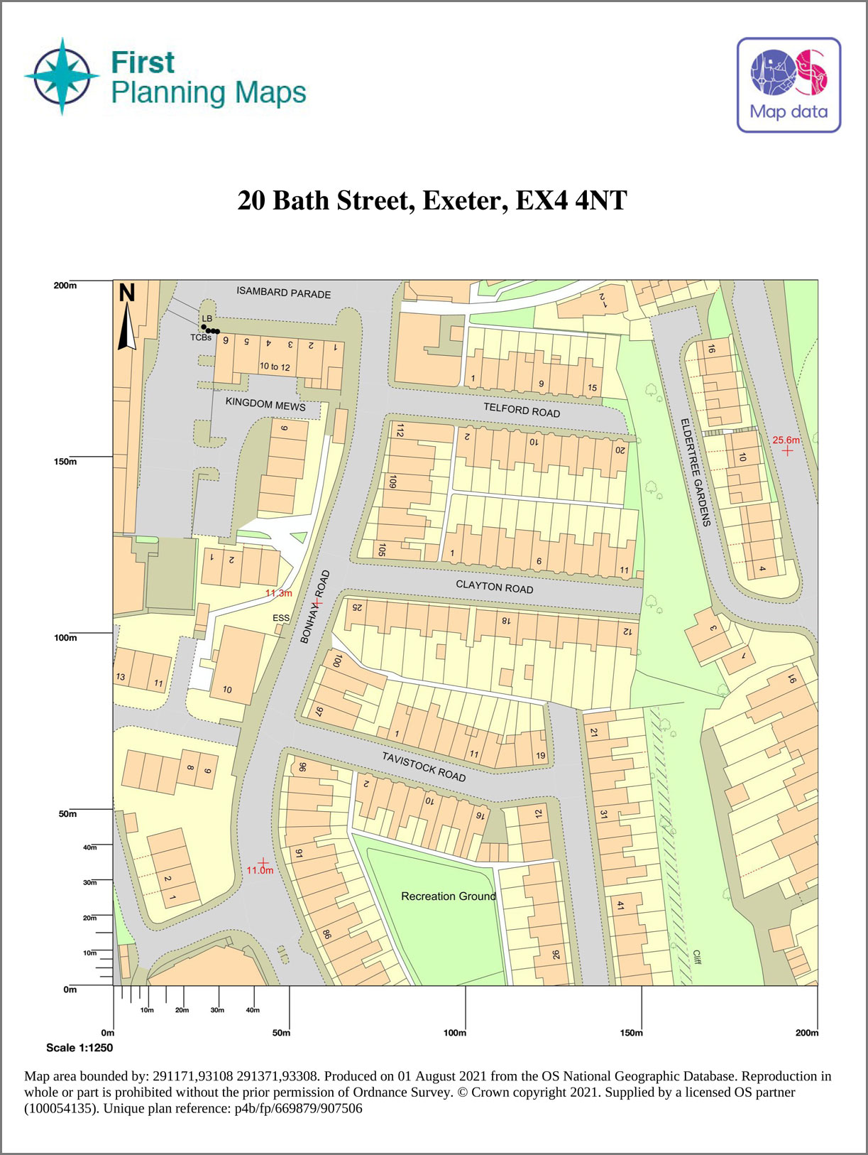 An example Site Location Plan suitable for Planning Application